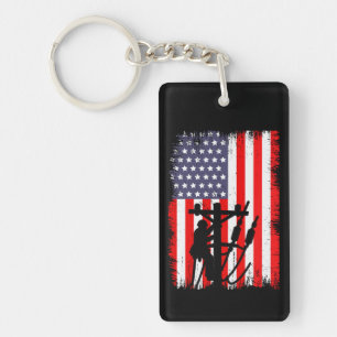 Stolt amerikansk linjearbetare Patriotisk elarbeta Nyckelring