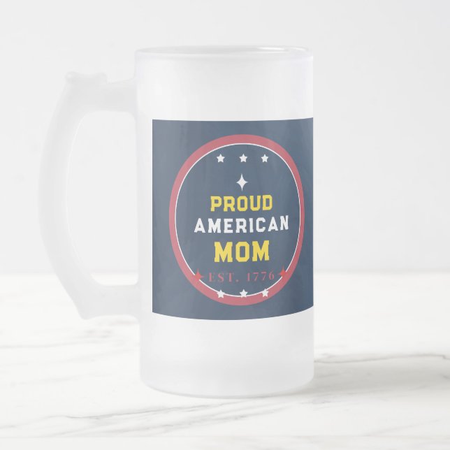 Stolt amerikansk mamma 4 juli frostat ölglas (Vänster)