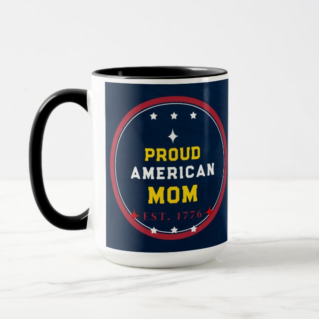 Stolt amerikansk mamma 4 juli mugg (Vänster)