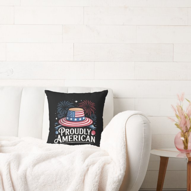 stolt amerikansk - Patriotic Beach Sunhat Kudde (Soffa)