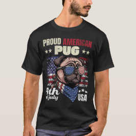 Stolt amerikansk pug 4:e juli USA present till hun T Shirt