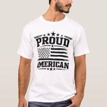 Stolt amerikansk USA-flagg vit t-shirt