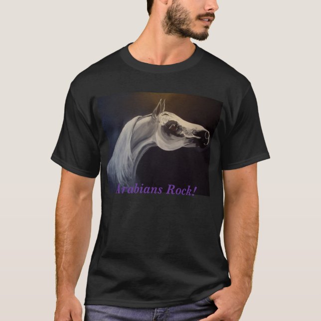 Stolt arabisk hingst, arabsten! t-shirt (Framsida)