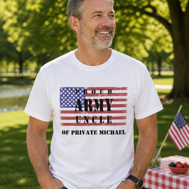 Stolt Armé Farbror Tröja Patriotisk Flagga T-shirt (Proud Army Uncle Shirt Patriotic Flag T-shirt)