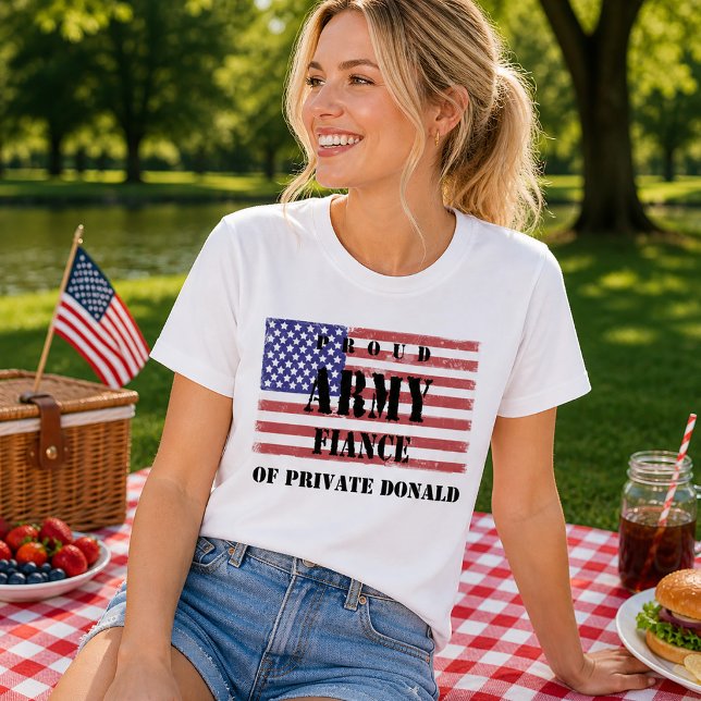 Stolt Armé Fästmans Tröja Flagga Patriotisk (Proud Army Fiancé Patriotic Flag T-shirt)