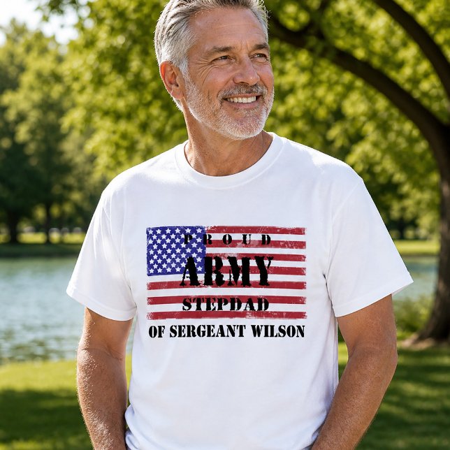Stolt armé patriotisk styvfar flagga tee (Proud Army Patriotic Stepdad Flag T-Shirt )