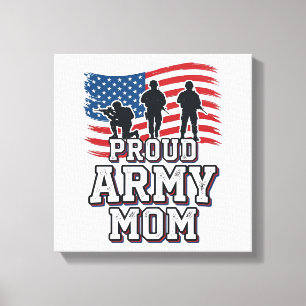 Stolt armémamma vintage patriotisk militär t-shirt canvastryck