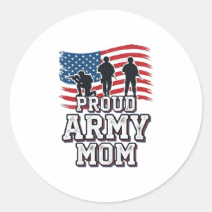 Stolt armémamma vintage patriotisk militär t-shirt runt klistermärke