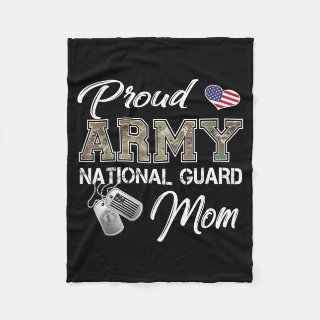 Stolt Army National Guard Mamma US Flag Hundhalsba Fleecefilt (Framsidan)