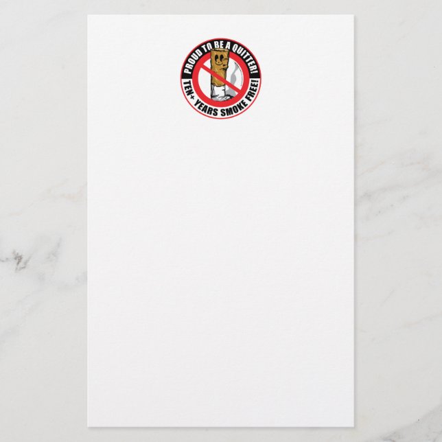 Stolt att vara en Quitter 10+ År Brevpapper (Framsida)