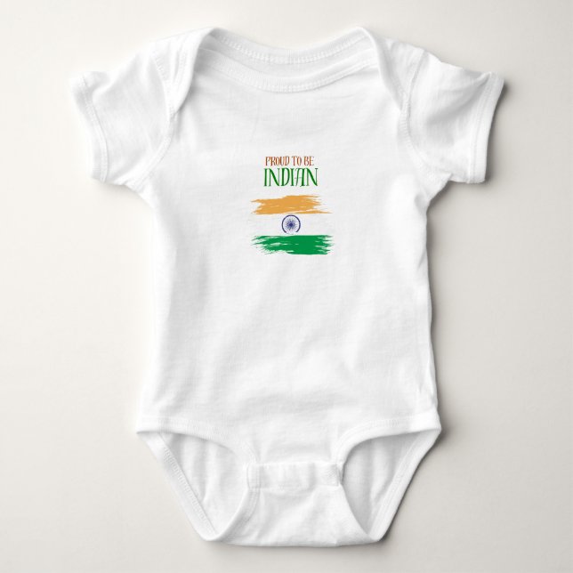 Stolt att vara indisk trefärgad baby bodysuit  t shirt (Framsida)