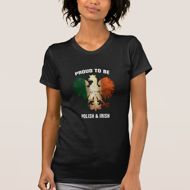 Stolt att vara polskt & irländskt t shirt (Framsida)
