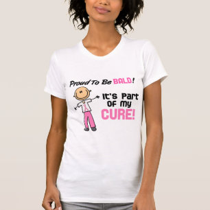 Stolt att vara skallig bröstcancerstick figur tee shirt