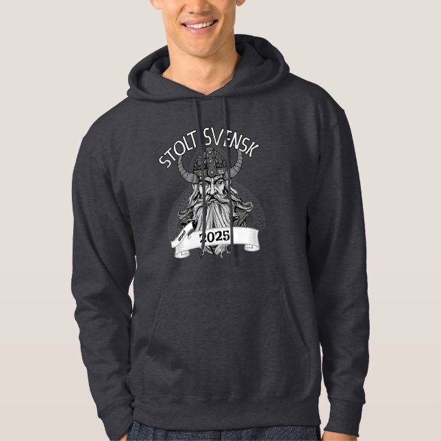 Stolt att vara svensk anpassningsbar hoodie (Framsida)