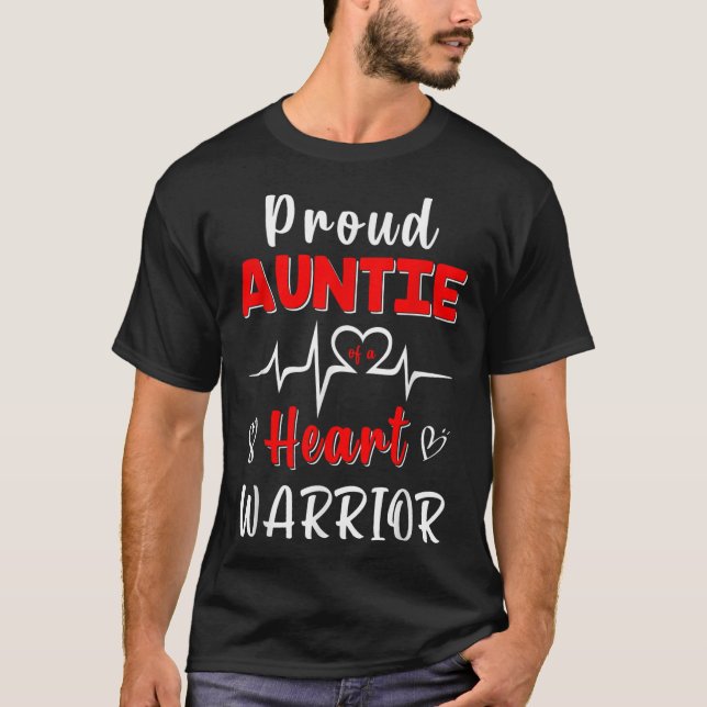 stolt Auntie of a Heart Warrior Chd Awareness Surv T Shirt (Framsida)