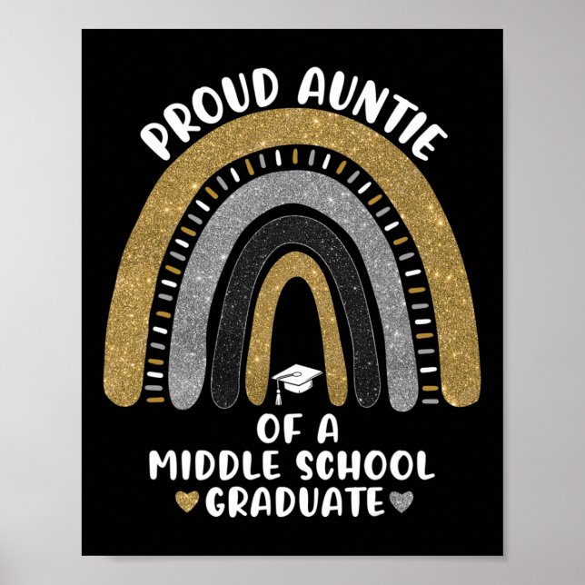 stolt Auntie of a Mitten School Student Rainbow Poster (Framsidan)