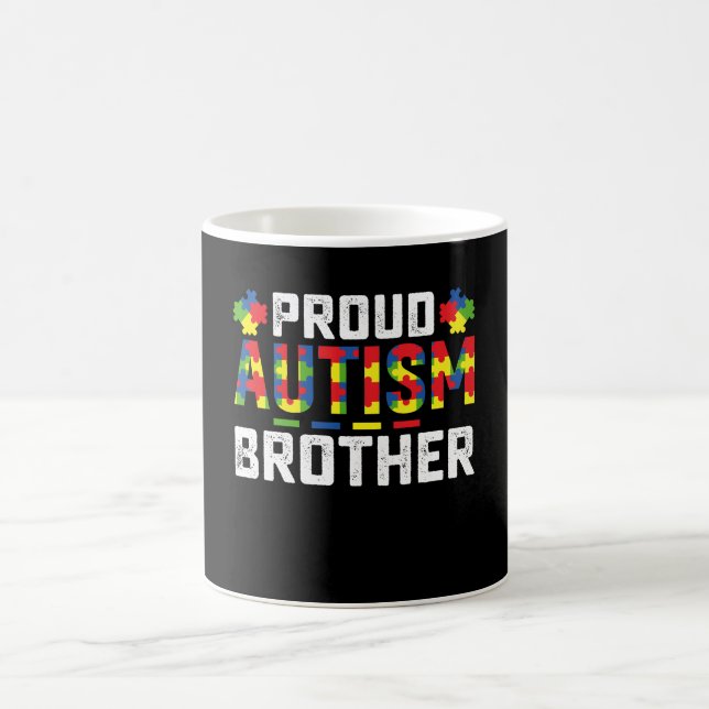 Stolt Autism Bror Medvetenhet Autistisk Familj Kaffemugg (Center)
