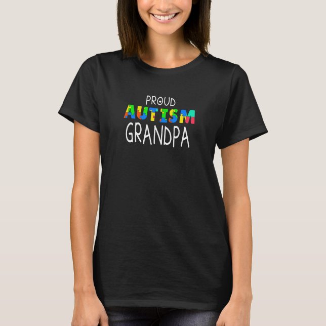 Stolt Autism Farfar Älskar Barnbarn Älskar Mina T Shirt (Framsida)