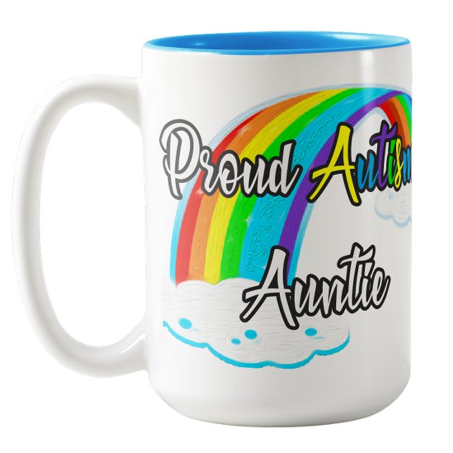 Stolt Autism Faster Pastell pussel Två-Tonad Mugg (Proud Autism Auntie Pastel puzzles Two-Tone Coffee Mug)