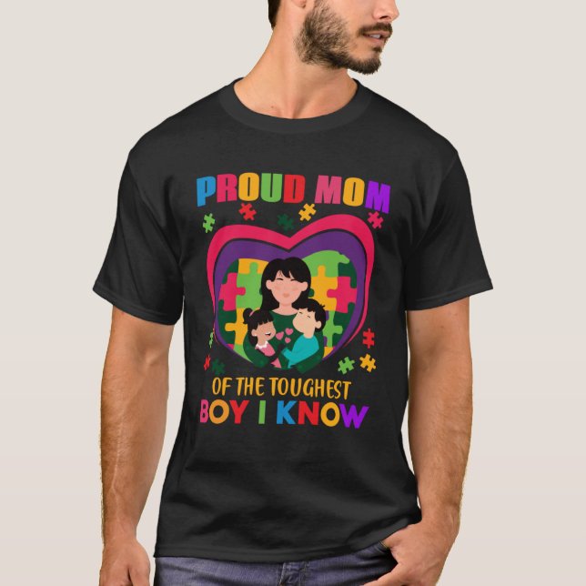 Stolt Autism Mamma Barn Medvetenhet Välj Vänlighet T Shirt (Framsida)