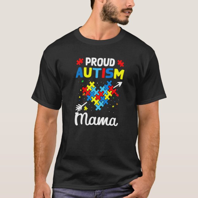 Stolt Autism Mamma Kärlek Stöd Acceptera Hjärta T Shirt (Framsida)