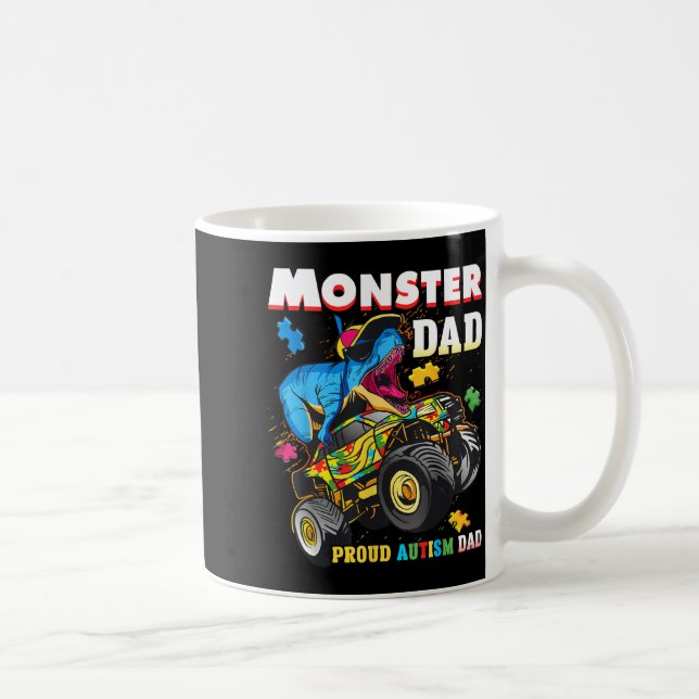 Stolt autism monster pappa lastbil t-rex pussel kaffemugg (Höger)