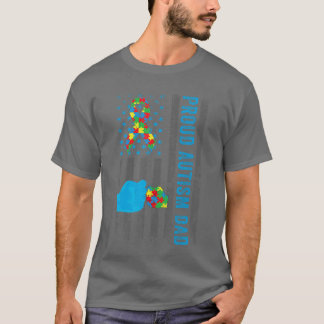 Stolt Autism Pappa Amerikansk Flagga USA Autism Me T Shirt