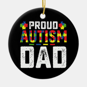 Stolt Autism Pappa Medvetenhet Autistisk Familj Julgransprydnad Keramik