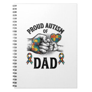 Stolt Autism Pappa Vintage Gravyr Medvetenhet T-sh Anteckningsbok