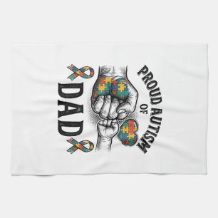 Stolt Autism Pappa Vintage Gravyr Medvetenhet T-sh Kökshandduk