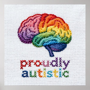 stolt autistisk broiderad utformning av regnbåge poster