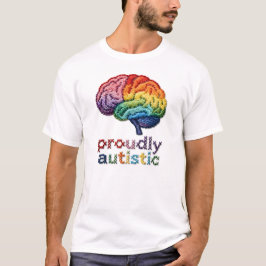 stolt autistisk broiderad utformning av regnbåge t shirt