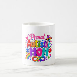 Stolt autistisk mamma Färgrik kaffemugg