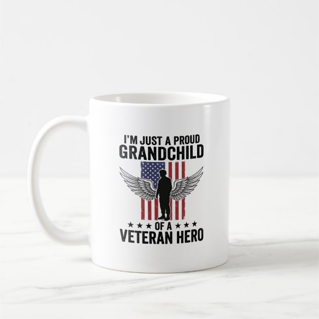Stolt barnbarn till en krigshjälte Patriotisk desi Kaffemugg (Vänster)