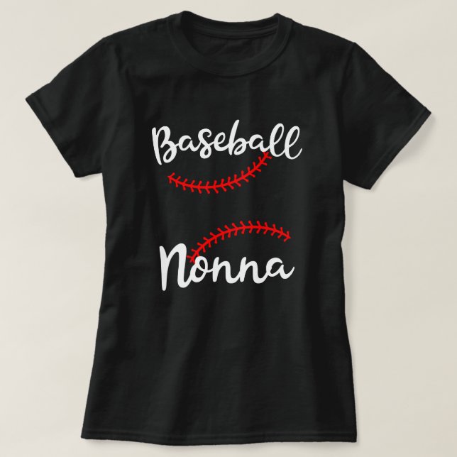 Stolt baseballNonna kvinna gåva för dag för lek T Shirt (Design framsida)