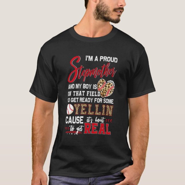 Stolt basebollstyvmoder Baseboll Familj Matchande T Shirt (Framsida)