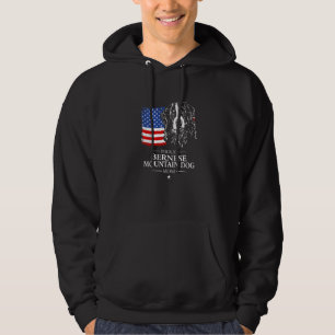 Stolt Bernese Mountain Dog Mamma Amerikansk Flagga Hoodie