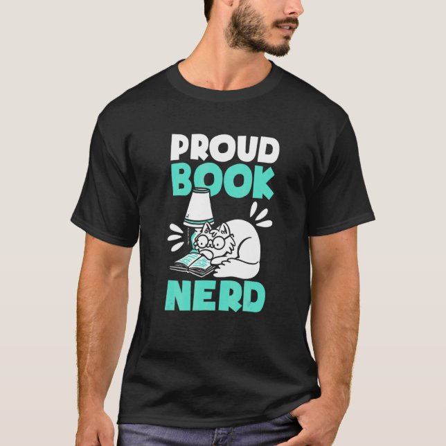 Stolt Boknörd Katt Bok  Läsning Bok T Shirt (Framsida)