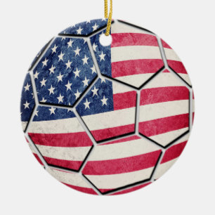 Stolt boll för amerikanUSA flaggafotboll Julgransprydnad Keramik
