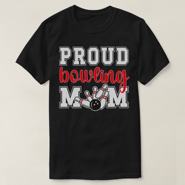 stolt Bowling Mamma i en Bowlareare Mamma T Shirt (Design framsida)
