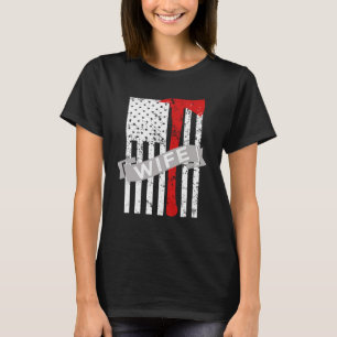 Stolt brandmanfruskjorta - tunn röd linjeskjorta t shirt