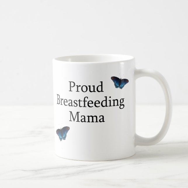 Stolt Breastfeeding mammablåttfjärilar Kaffemugg (Höger)