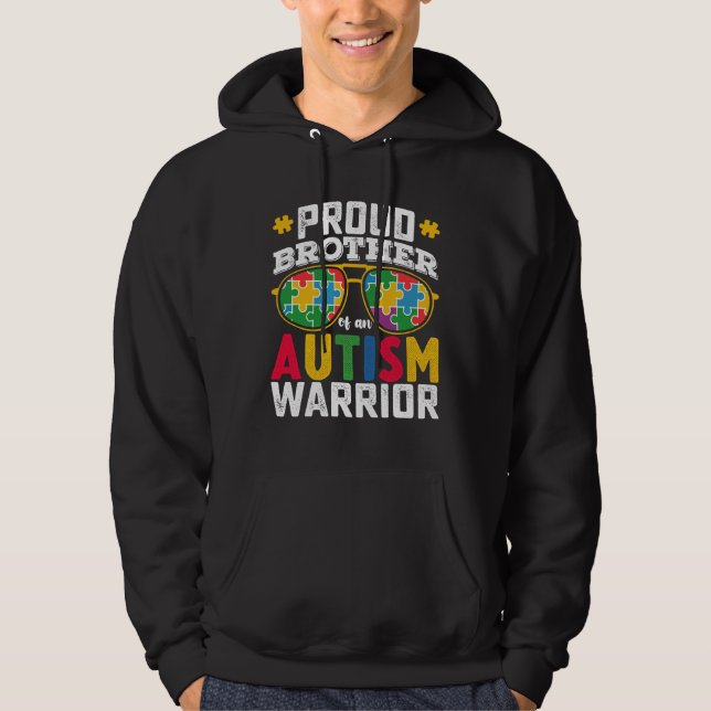 stolt bror till en Autismkrigarfamilj Hoodie (Framsida)