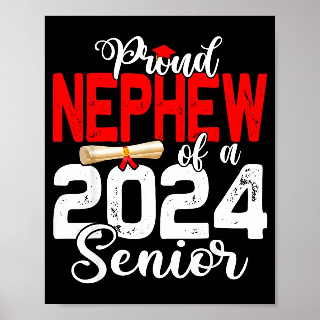 Stolt brorson till en klass 2024 senior rolig poster (Framsidan)