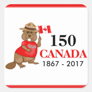stolt Canadian Beaver 150-årsdagen Fyrkantigt Klistermärke