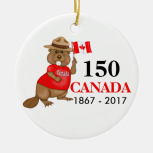 stolt Canadian Beaver 150-årsdagen Julgransprydnad Keramik