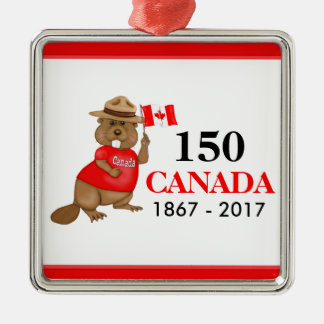stolt Canadian Beaver 150-årsdagen Julgransprydnad Metall