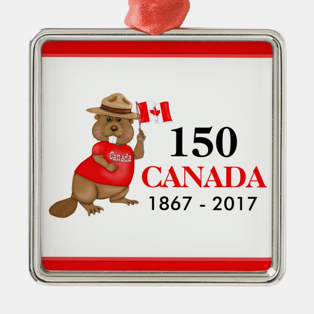 stolt Canadian Beaver 150-årsdagen Julgransprydnad Metall (Framsidan)