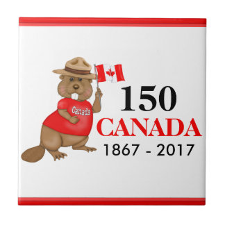 stolt Canadian Beaver 150-årsdagen Kakelplatta