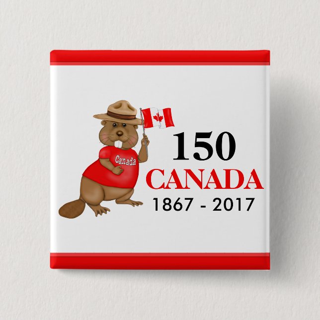 stolt Canadian Beaver 150-årsdagen Knapp (Framsida)
